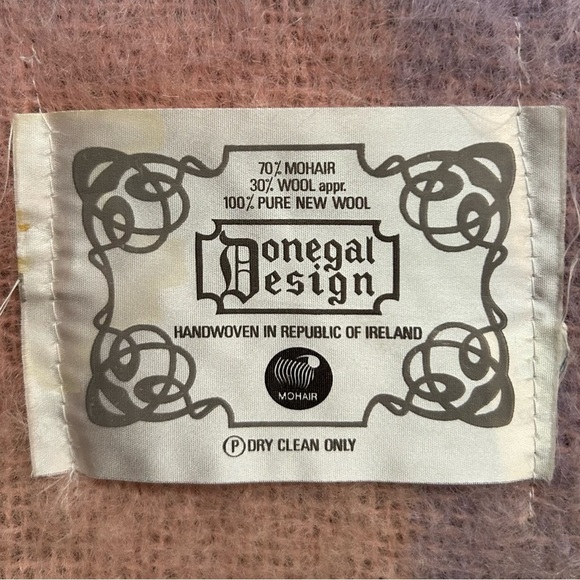 Donegal Design Mohair & Wool Blanket in a Dreamy Pastel Plaid, Made in Ireland - Picture 3 of 12